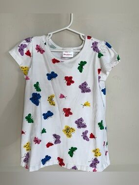 Hanna Andersson Rainbow Butterfly Print White Colorful A-Line Girls Dress Size 8